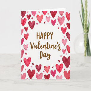 Roze Watercolor Valentijnsdag Liefdeskaart Kaart