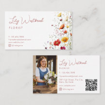 Roze Watercolor Wilde Bloem Script Foto QR Code
