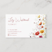 Roze Watercolor Wilde Bloem Script Foto QR Code Visitekaartje (Voorkant)