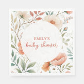 Roze Watercolor Wildflower Baby shower Servet (Voorkant)