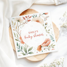 Roze Watercolor Wildflower Baby shower Servet