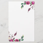 Roze watercolorrozen gepersonaliseerd briefpapier (Achterkant)