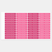 Roze waterdichte naam labels school kinderopvang (Vel)