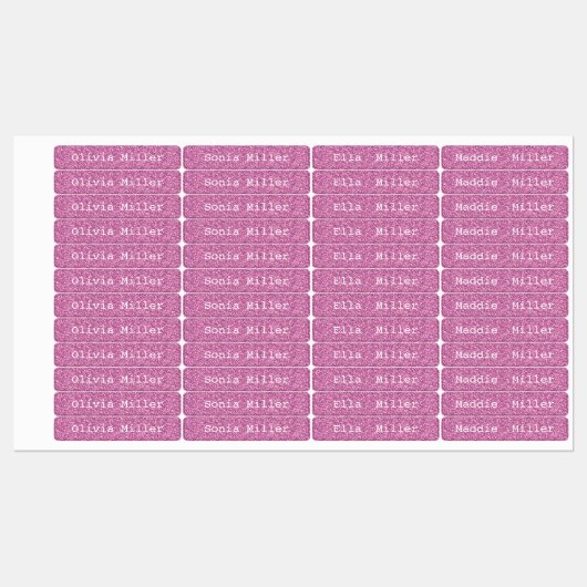 Roze waterdichte naam labels school kinderopvang (Vel)