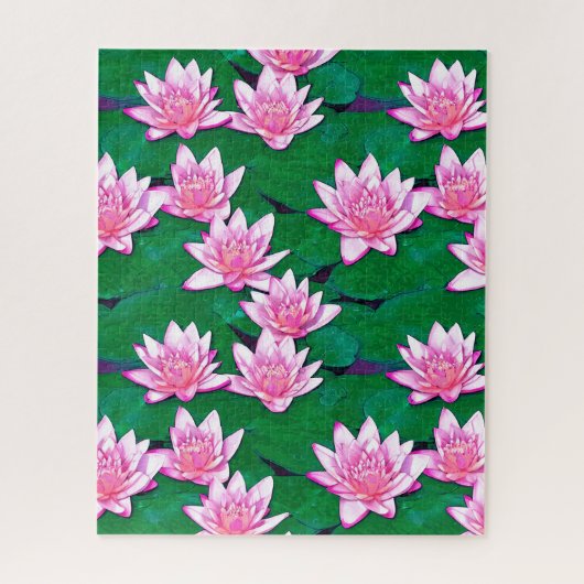 Roze watergalgen op een Pond Legpuzzel (Verticaal)