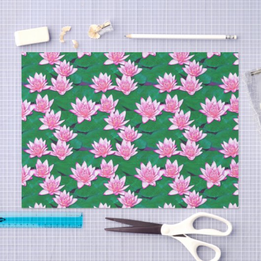 Roze watergalgen op een Pond Tissuepapier (Craft)