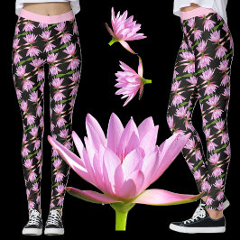 Roze watergallen met zwarte en groene vleugels - F Leggings