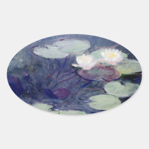 Roze watergelilies: 1897-1999 van Monet Ovale Sticker