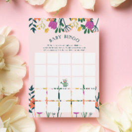Roze Watering kan bloeien Baby shower bingo spel Kaart