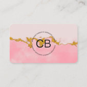 Roze Waterkleur QR Code Monogram Visitekaartje (Achterkant)