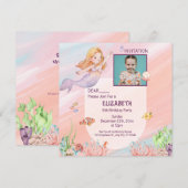 roze waterkleurige zeemeermin Birthday Kaart (Voorkant / Achterkant)