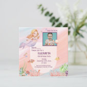 roze waterkleurige zeemeermin Birthday Kaart (Staand voorkant)