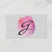 Roze waterkleurmonogram Fancy tekst Visitekaartje (Voorkant)