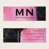 Roze waterkleurmonogram mini visitekaartjes (Voorkant /achterkant)