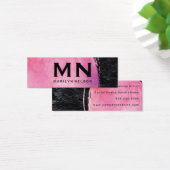 Roze waterkleurmonogram mini visitekaartjes (Bureau)