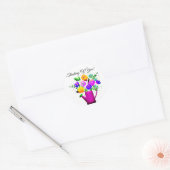 Roze waterknoppen en gele roze bloemen ronde sticker (Envelop)