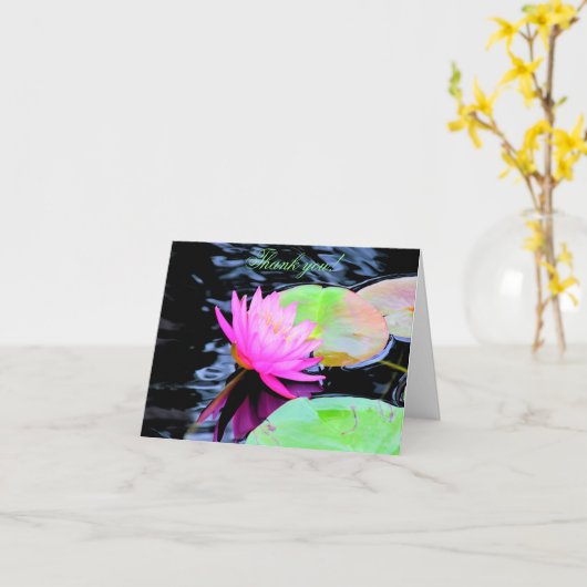 Roze Waterlelie Aanpasbare Dankkaart Kaart (Gele Bloem)