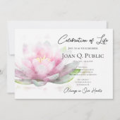 Roze Waterlelie Aquarel Viering van het Leven Kaart (Voorkant)