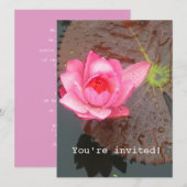 roze waterlelie bloem blanco uitnodiging (Voorkant / Achterkant)