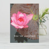 roze waterlelie bloem blanco uitnodiging (Staand voorkant)