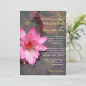 Roze waterlelie bloem bruiloft uitnodiging (Staand voorkant)