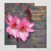 Roze waterlelie bloem bruiloft uitnodiging (Voorkant / Achterkant)