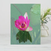 roze waterlelie bloem lege uitnodiging (Staand voorkant)