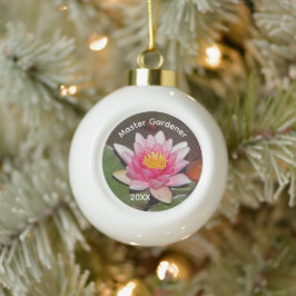 Roze Waterlelie Bloem Master Tuinier Vakantie Keramische Bal Ornament