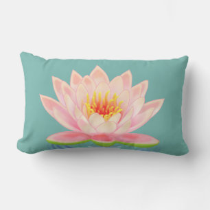 Roze Waterlelie Bloem op Teal Kussen