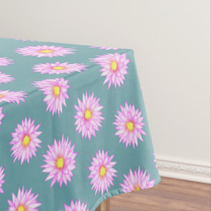 Roze Waterlelie Bloemen op Teal Tafelkleed