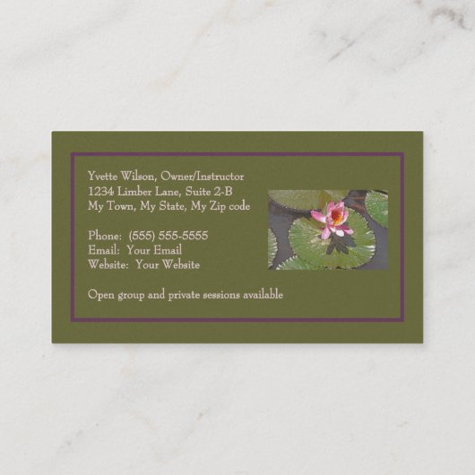 ROZE WATERLELIE EN LELIEPADS/ VISITEKAARTJE (Achterkant)