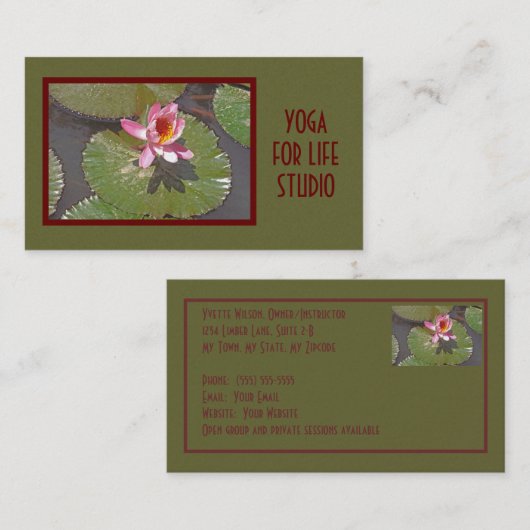 ROZE WATERLELIE EN LELIEPADS/ VISITEKAARTJE (Voorkant / Achterkant)