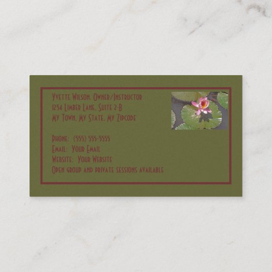 ROZE WATERLELIE EN LELIEPADS/ VISITEKAARTJE (Achterkant)