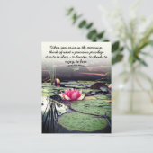 Roze Waterlelie en Waterleliebladeren Foto Persoon Briefkaart (Staand voorkant)