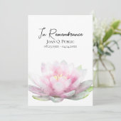 Roze Waterlelie Herdenkingsdienst Programmakaart (Staand voorkant)