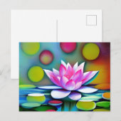 Roze waterlelie in een vijver briefkaart (Voorkant / Achterkant)