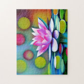 Roze waterlelie in een vijver legpuzzel (Verticaal)