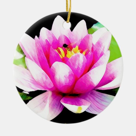 Roze waterlelie keramisch ornament (Voorkant)