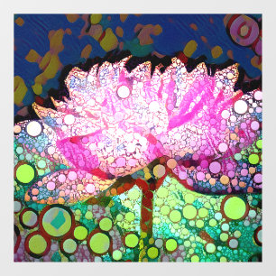 Roze Waterlelie Kleurrijke Mozaïek Abstract Ontwer Raamsticker