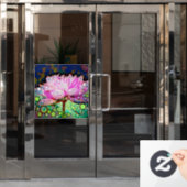 Roze Waterlelie Kleurrijke Mozaïek Abstract Ontwer Raamsticker (Kantoordeur)