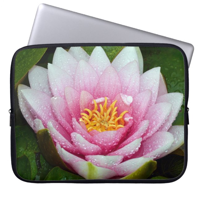 Roze waterlelie laptop sleeve (Voorkant)