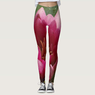 Roze waterlelie leggings