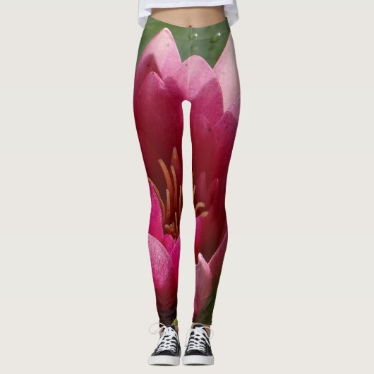 Roze waterlelie leggings (Voorkant)