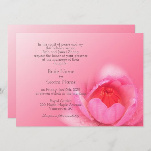 roze waterlelie op een roze achtergrond. 粉 红 睡 莲 。 kaart (Voorkant / Achterkant)