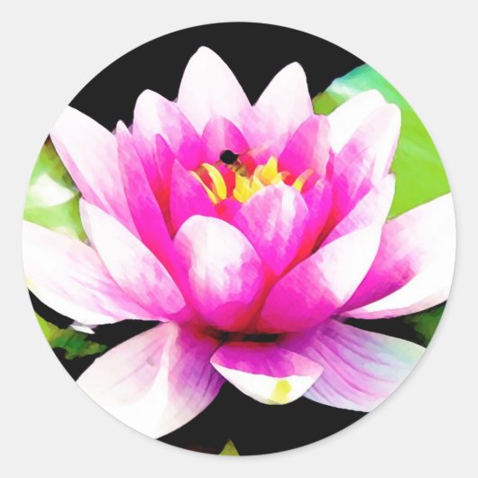 Roze waterlelie ronde sticker (Voorkant)