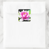 Roze waterlelie vierkante sticker (Tas)