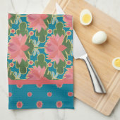 Roze waterlelies, blauwe libellen: keukenhanddoek (Quarter Fold)