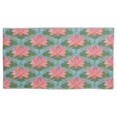 Roze waterlelies, Bleke blauwe libellen op blauw Kussensloop (Voorkant-Links)