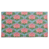 Roze waterlelies, Bleke blauwe libellen op blauw Kussensloop (Voorkant-Rechts)