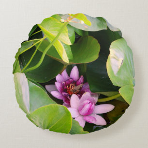 Roze Waterlelies Bloem Foto  Rond Kussen